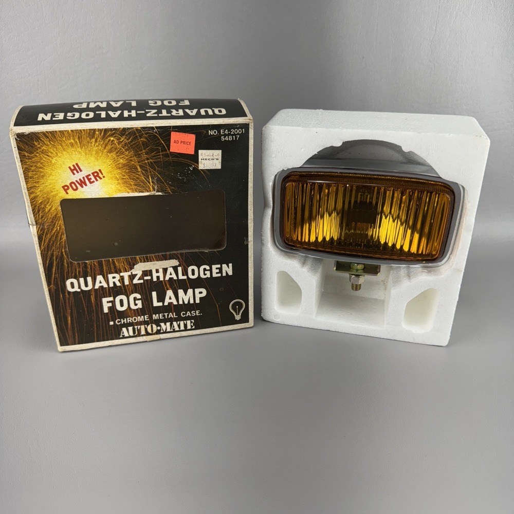 Vintage Auto Mate Halogen Fog‎ Light Quartz 12V Driving Lamp Chrome Metal Case